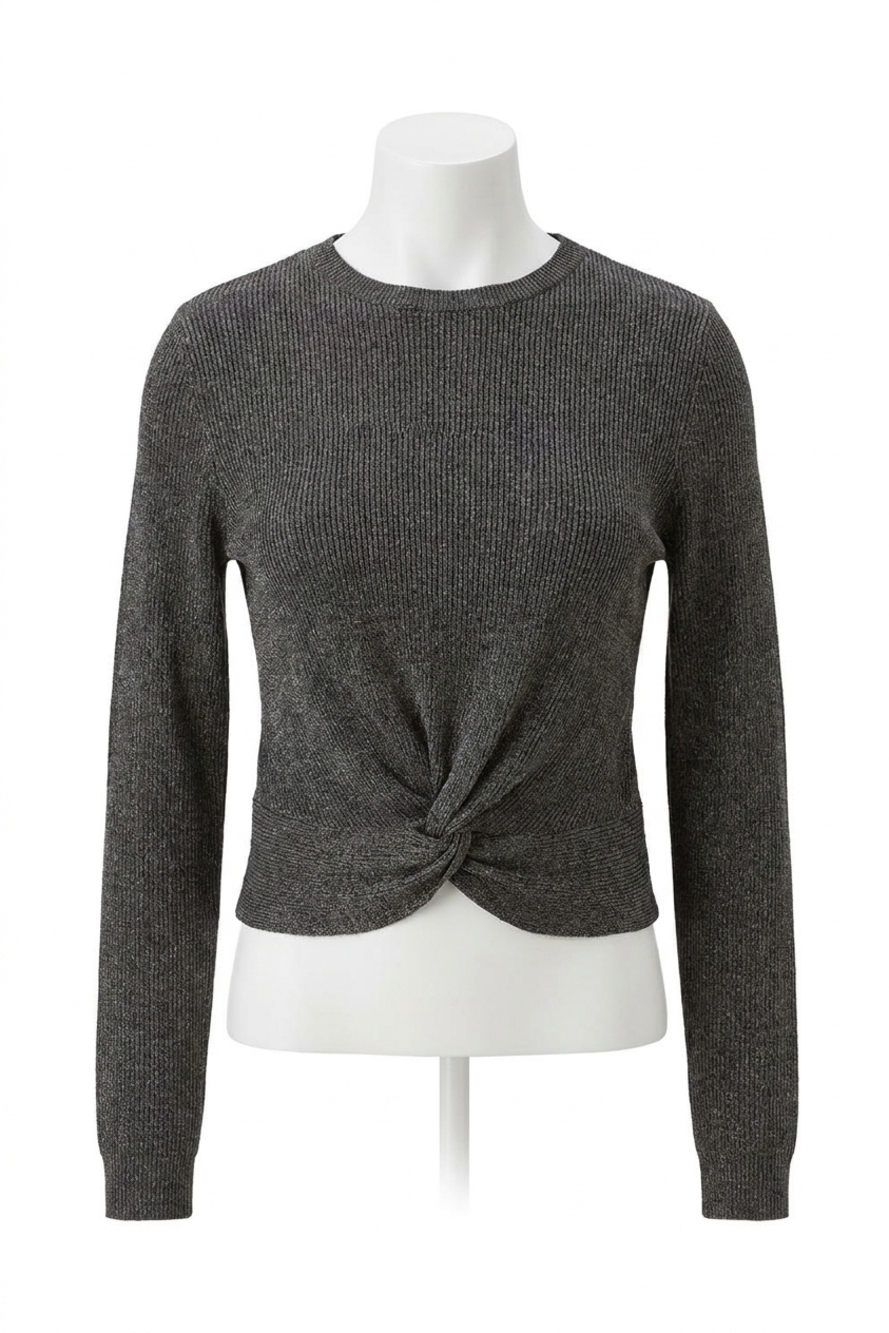 NEW BISHOP + YOUNG lurex bonita twist front top in black